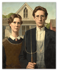 Thumbnail for Personalized Gothic Farm Couple Portrait - Create Your Own Farmer and Wife Wall Art from Photo, Funny Gifts for Couples, Custom Farmhouse Poster, Vintage Home Decor Print, Unique Humorous Artwork - Front View