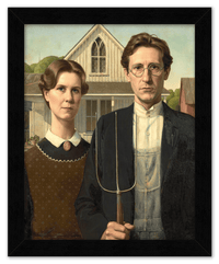 Thumbnail for Personalized Gothic Farm Couple Portrait - Create Your Own Farmer and Wife Wall Art from Photo, Funny Gifts for Couples, Custom Farmhouse Poster, Vintage Home Decor Print, Unique Humorous Artwork - Front View