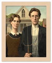 Thumbnail for Personalized Gothic Farm Couple Portrait - Create Your Own Farmer and Wife Wall Art from Photo, Funny Gifts for Couples, Custom Farmhouse Poster, Vintage Home Decor Print, Unique Humorous Artwork - Front View