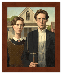 Thumbnail for Personalized Gothic Farm Couple Portrait - Create Your Own Farmer and Wife Wall Art from Photo, Funny Gifts for Couples, Custom Farmhouse Poster, Vintage Home Decor Print, Unique Humorous Artwork - Front View