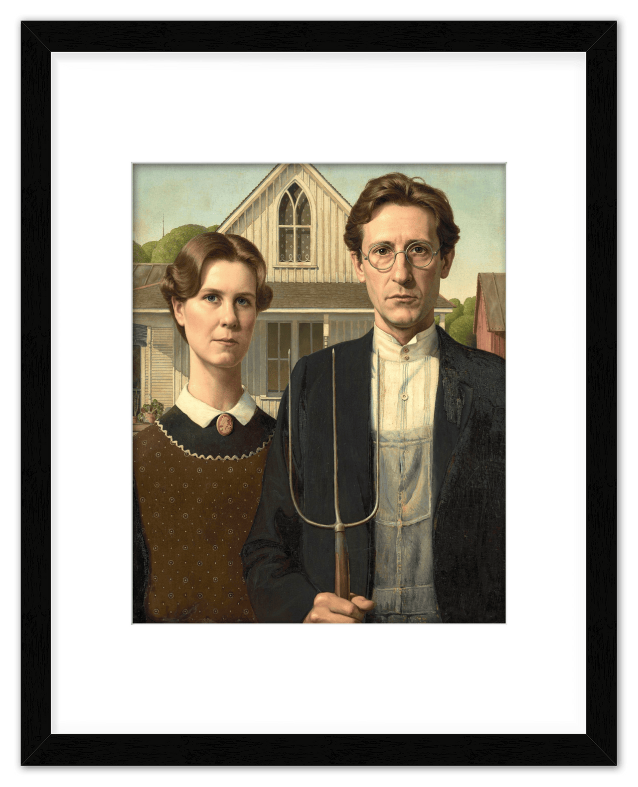 Personalized Gothic Farm Couple Portrait - Create Your Own Farmer and Wife Wall Art from Photo, Funny Gifts for Couples, Custom Farmhouse Poster, Vintage Home Decor Print, Unique Humorous Artwork - Front View