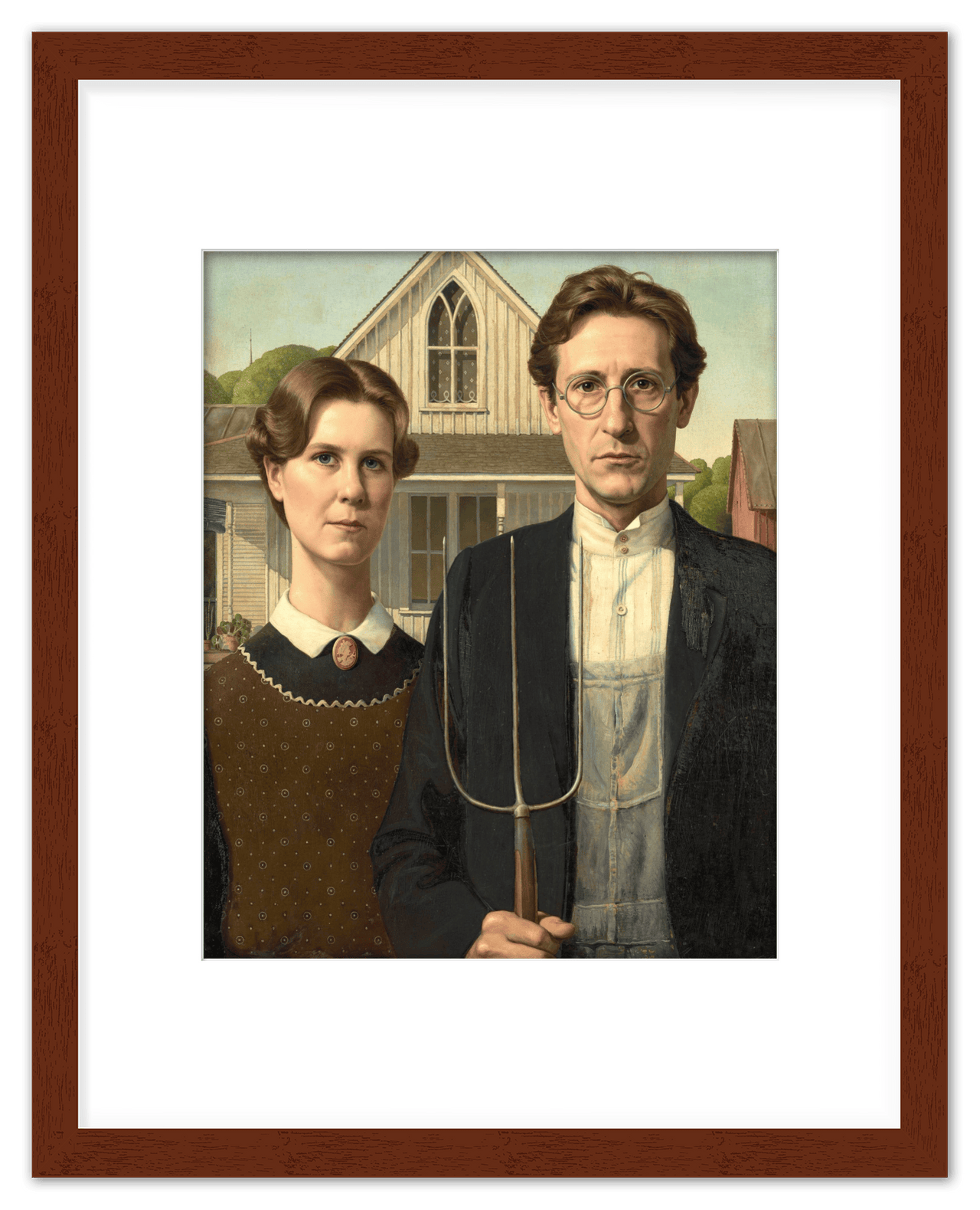 Personalized Gothic Farm Couple Portrait - Create Your Own Farmer and Wife Wall Art from Photo, Funny Gifts for Couples, Custom Farmhouse Poster, Vintage Home Decor Print, Unique Humorous Artwork - Front View