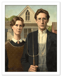 Thumbnail for Personalized Gothic Farm Couple Portrait - Create Your Own Farmer and Wife Wall Art from Photo, Funny Gifts for Couples, Custom Farmhouse Poster, Vintage Home Decor Print, Unique Humorous Artwork - Front View