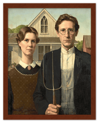 Thumbnail for Personalized Gothic Farm Couple Portrait - Create Your Own Farmer and Wife Wall Art from Photo, Funny Gifts for Couples, Custom Farmhouse Poster, Vintage Home Decor Print, Unique Humorous Artwork - Front View