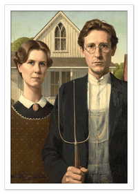 Thumbnail for Personalized Gothic Farm Couple Portrait - Create Your Own Farmer and Wife Wall Art from Photo, Funny Gifts for Couples, Custom Farmhouse Poster, Vintage Home Decor Print, Unique Humorous Artwork - Front View
