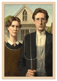 Thumbnail for Personalized Gothic Farm Couple Portrait - Create Your Own Farmer and Wife Wall Art from Photo, Funny Gifts for Couples, Custom Farmhouse Poster, Vintage Home Decor Print, Unique Humorous Artwork - Front View