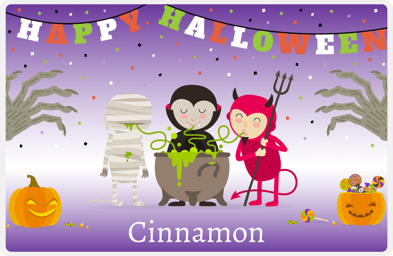 Personalized Halloween Placemat IV - Cauldron Fun - Purple Background -  View