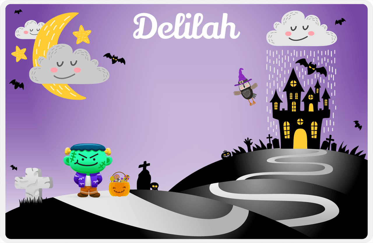 Personalized Halloween Placemat VII - Spooky Hills - Frankie -  View