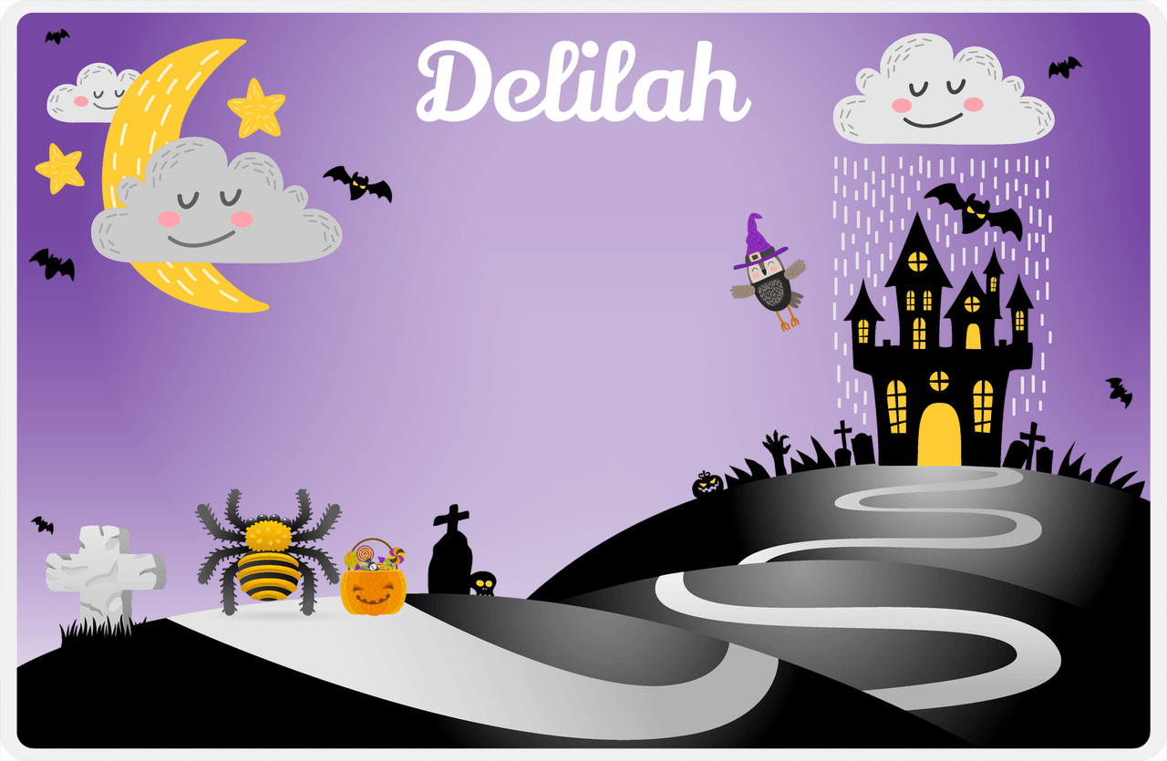 Personalized Halloween Placemat VII - Spooky Hills - Spider -  View