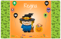 Thumbnail for Personalized Halloween Placemat VIII - Flying Pumpkins - Witch -  View
