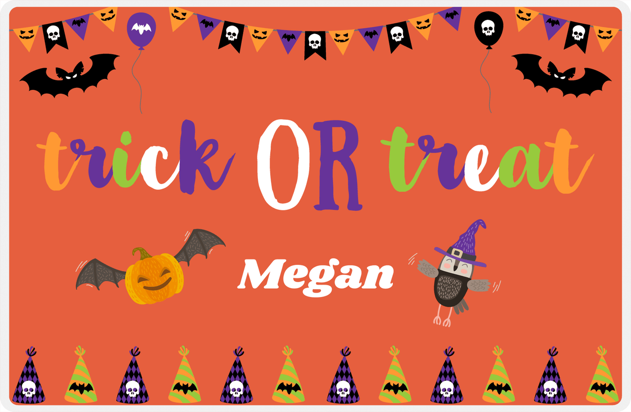 Personalized Halloween Placemat X - Party Treat - Orange Background -  View