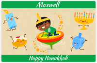 Thumbnail for Personalized Hanukkah Placemat IV - Rainbow Dreidel - Black Boy II -  View