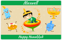 Thumbnail for Personalized Hanukkah Placemat IV - Rainbow Dreidel - Asian Boy -  View