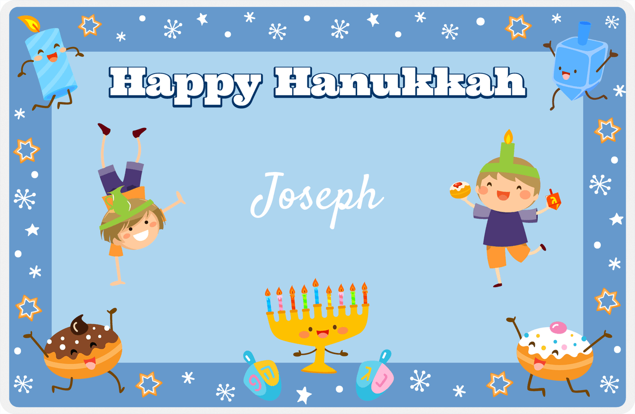 Personalized Hanukkah Placemat V - Hanukkah Friends - Blond Boy -  View