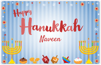 Thumbnail for Personalized Hanukkah Placemat XI - Menorah Fun - Blue Background -  View