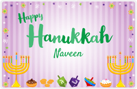 Thumbnail for Personalized Hanukkah Placemat XI - Menorah Fun - Purple Background -  View