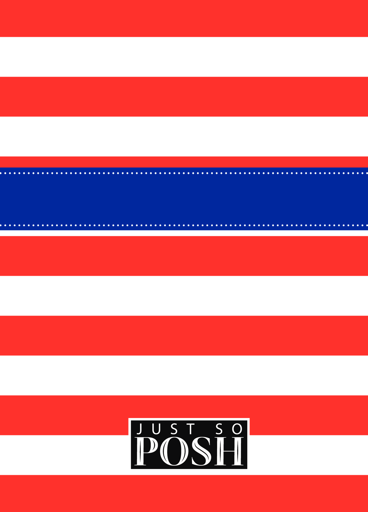Personalized Horizontal Stripes Journal - Red and Blue - Circle Ribbon Nameplate - Back View