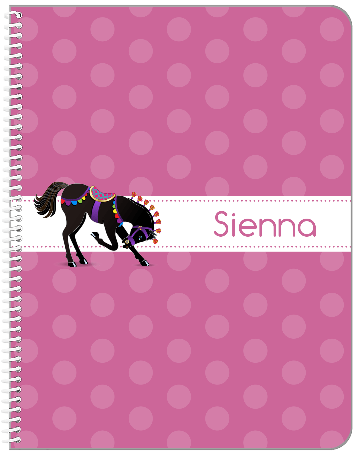 Personalized Horses Notebook III - Polka Dots - Circus Horse - Front View