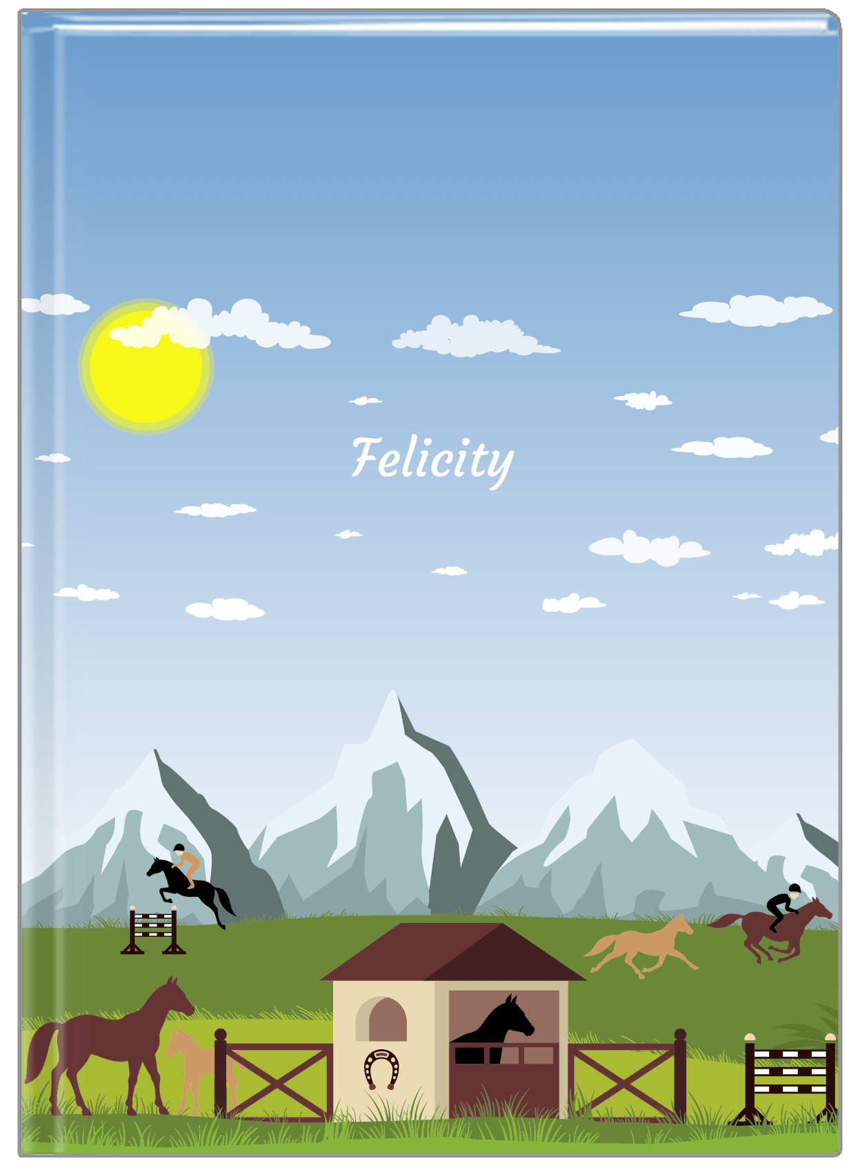 Personalized Horses Journal I - Rocky Ranch - Blue Background - Front View