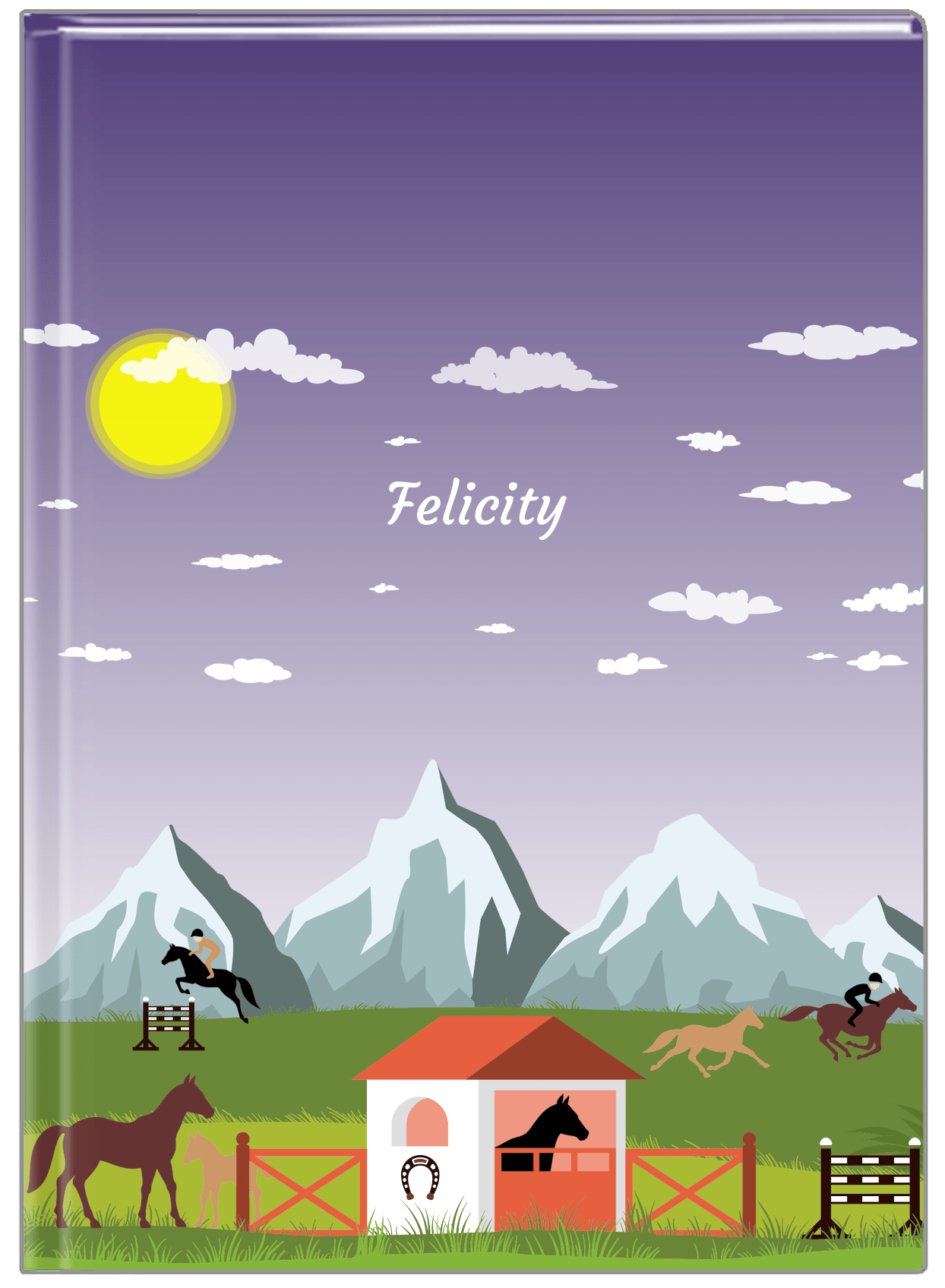 Personalized Horses Journal I - Rocky Ranch - Purple Background - Front View