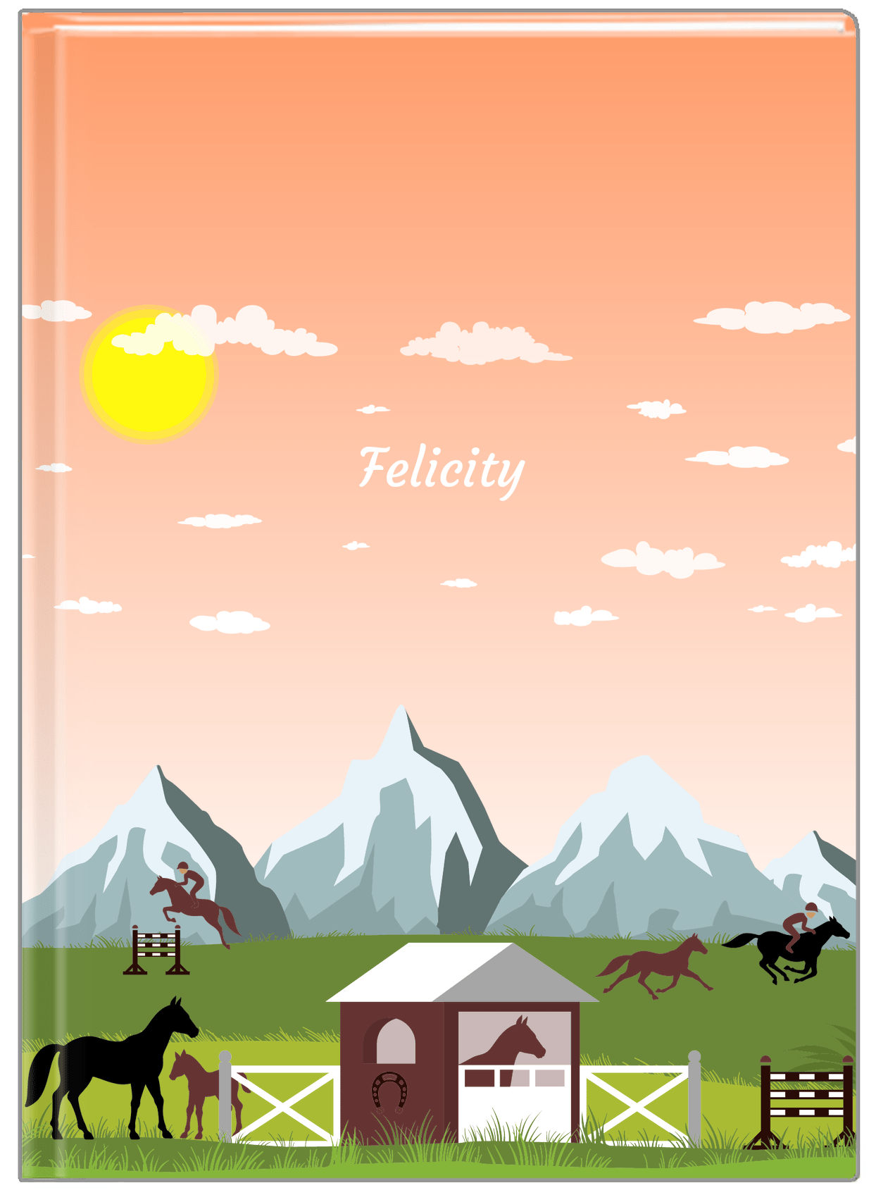 Personalized Horses Journal I - Rocky Ranch - Orange Background - Front View