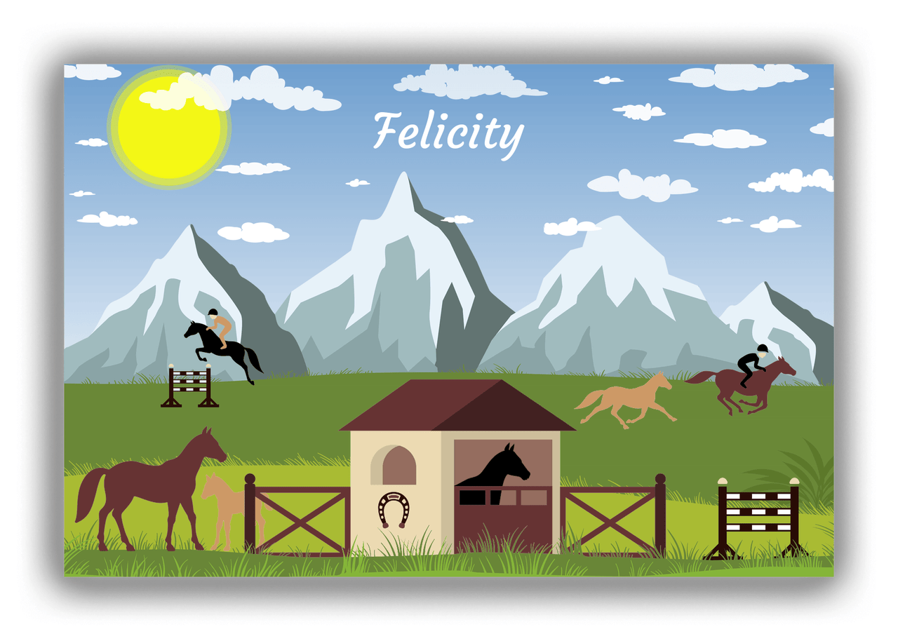 Personalized Horses Canvas Wrap & Photo Print I - Rocky Ranch - Blue Background - Front View