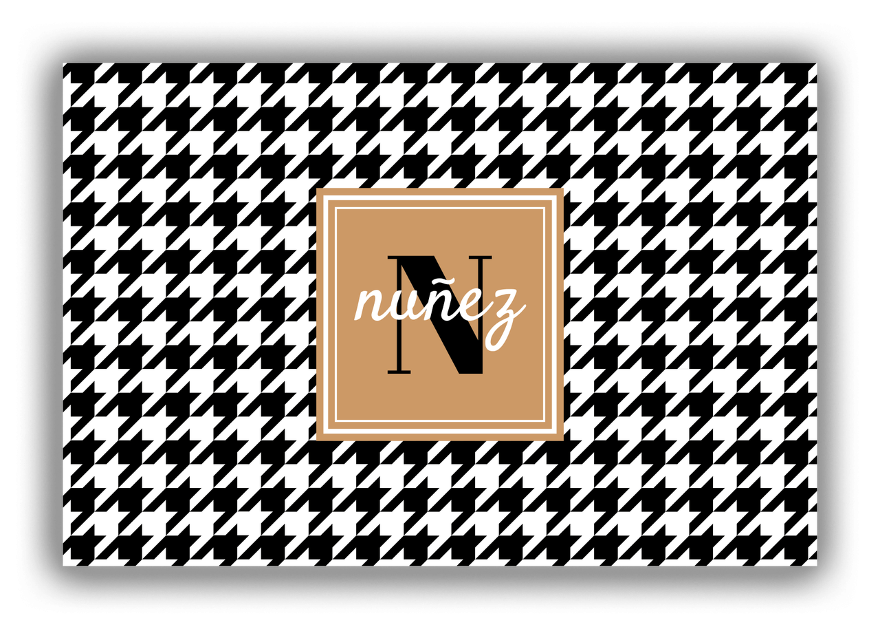 Personalized Houndstooth Canvas Wrap & Photo Print I - Black with Square Nameplate - Front View