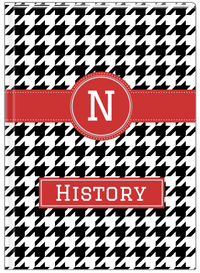 Thumbnail for Personalized Houndstooth I Journal - Black and White - Circle Ribbon Nameplate - Front View