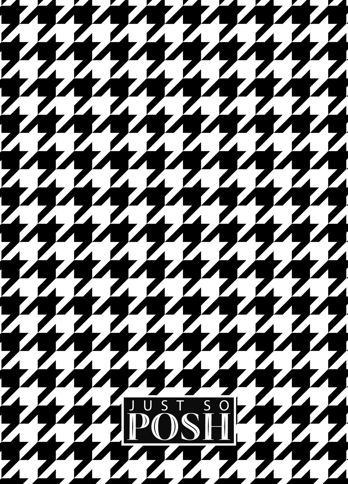 Personalized Houndstooth I Journal - Black and White - Decorative Rectangle Nameplate - Back View