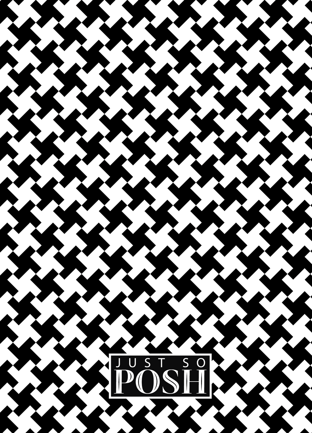 Personalized Houndstooth II Journal - Black and White - Circle Nameplate - Back View