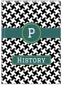 Thumbnail for Personalized Houndstooth II Journal - Black and White - Circle Ribbon Nameplate - Front View