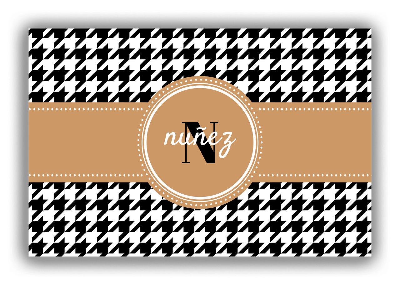 Personalized Houndstooth Canvas Wrap & Photo Print I - Black with Circle Ribbon Nameplate - Front View