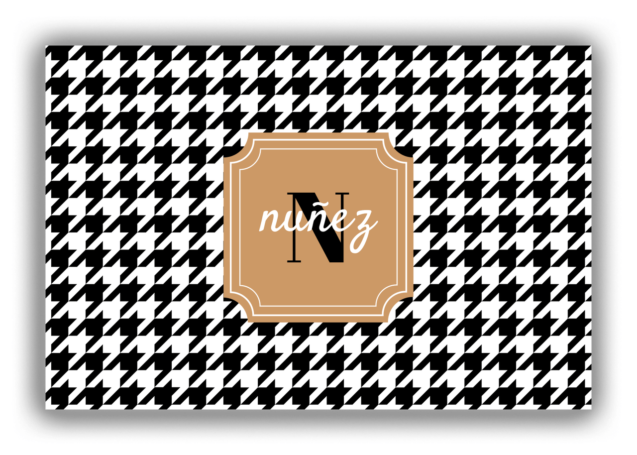 Personalized Houndstooth Canvas Wrap & Photo Print I - Black with Stamp Nameplate - Front View