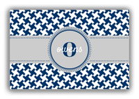 Thumbnail for Personalized Houndstooth Canvas Wrap & Photo Print II - Blue with Circle Ribbon Nameplate - Front View