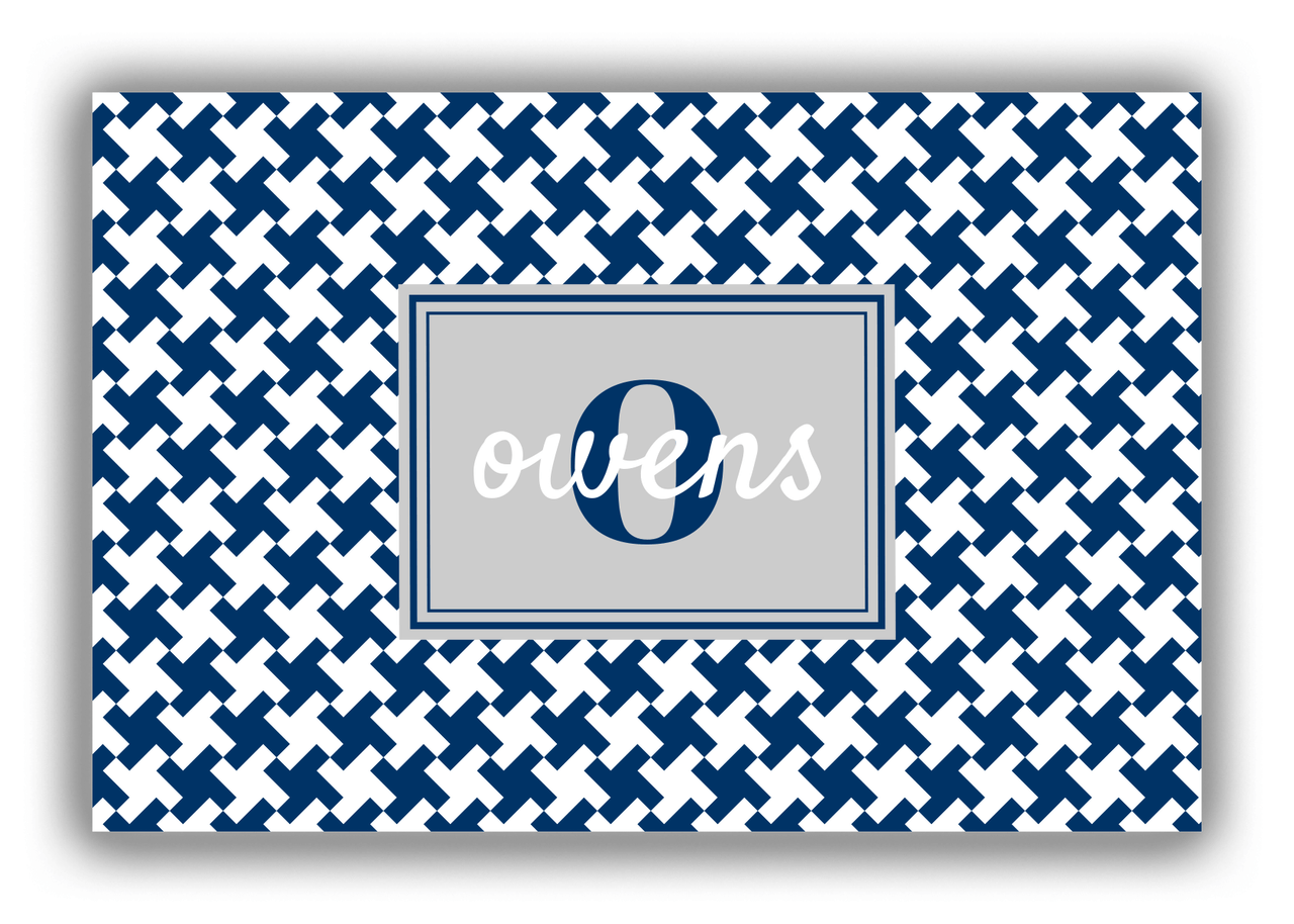 Personalized Houndstooth Canvas Wrap & Photo Print II - Blue with Rectangle Nameplate - Front View