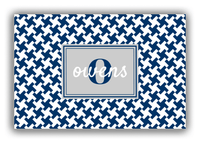 Thumbnail for Personalized Houndstooth Canvas Wrap & Photo Print II - Blue with Rectangle Nameplate - Front View