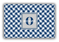 Thumbnail for Personalized Houndstooth Canvas Wrap & Photo Print II - Blue with Square Nameplate - Front View