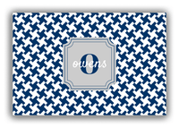 Thumbnail for Personalized Houndstooth Canvas Wrap & Photo Print II - Blue with Stamp Nameplate - Front View