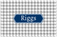 Thumbnail for Personalized Houndstooth Placemat - Grey and White - Navy Decorative Rectangle Frame -  View
