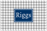 Thumbnail for Personalized Houndstooth Placemat - Grey and White - Navy Rectangle Frame -  View