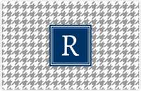 Thumbnail for Personalized Houndstooth Placemat - Grey and White - Navy Square Frame -  View