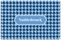 Thumbnail for Personalized Houndstooth Placemat - Navy and Light Blue - Glacier Decorative Rectangle Frame -  View