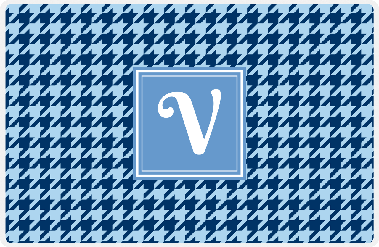 Personalized Houndstooth Placemat - Navy and Light Blue - Glacier Square Frame -  View