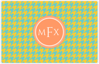 Thumbnail for Personalized Houndstooth Placemat - Viking Blue and Mustard - Tangerine Circle Frame -  View