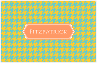 Thumbnail for Personalized Houndstooth Placemat - Viking Blue and Mustard - Tangerine Decorative Rectangle Frame -  View