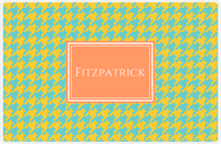 Thumbnail for Personalized Houndstooth Placemat - Viking Blue and Mustard - Tangerine Rectangle Frame -  View