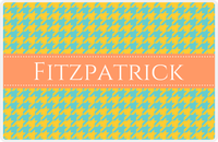 Thumbnail for Personalized Houndstooth Placemat - Viking Blue and Mustard - Tangerine Ribbon Frame -  View