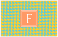 Thumbnail for Personalized Houndstooth Placemat - Viking Blue and Mustard - Tangerine Square Frame -  View