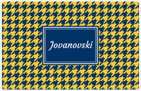Thumbnail for Personalized Houndstooth Placemat - Navy and Mustard - Navy Rectangle Frame -  View
