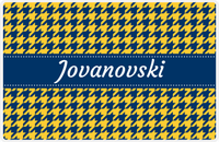Thumbnail for Personalized Houndstooth Placemat - Navy and Mustard - Navy Ribbon Frame -  View